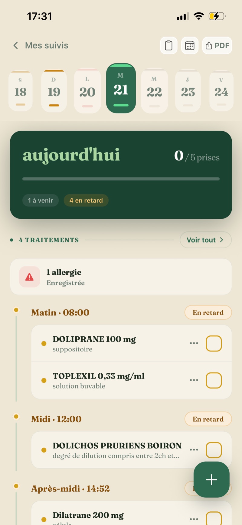 Tableau de bord de suivi quotidien